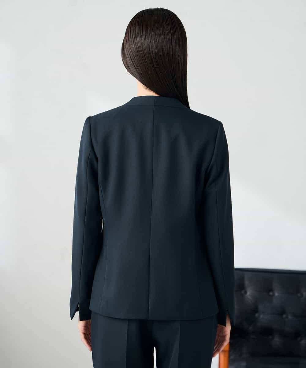 KBDLB11129 a.v.v(アー・ヴェ・ヴェ) 【洗える/イージーケア/ストレッチ】パウダーツイルVネックジャケット ネイビー