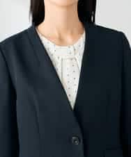 KBDLB11129 a.v.v(アー・ヴェ・ヴェ) 【洗える/イージーケア/ストレッチ】パウダーツイルVネックジャケット ネイビー