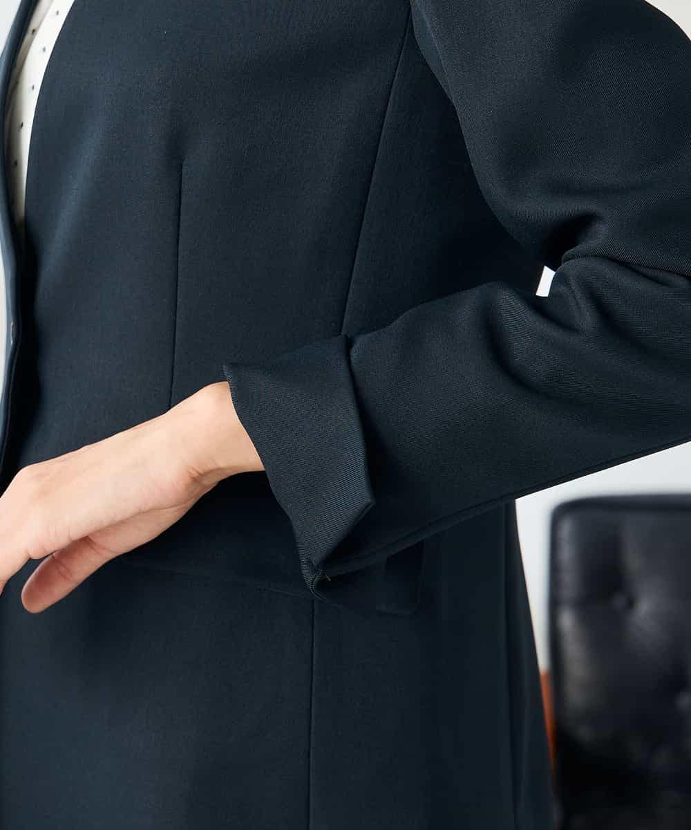 KBDLB11129 a.v.v(アー・ヴェ・ヴェ) 【洗える/イージーケア/ストレッチ】パウダーツイルVネックジャケット ネイビー