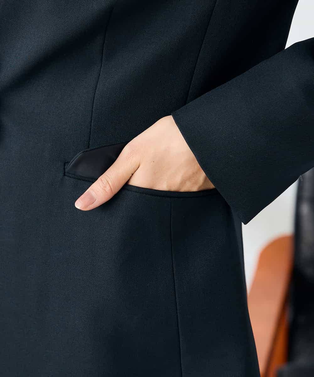 KBDLB11129 a.v.v(アー・ヴェ・ヴェ) 【洗える/イージーケア/ストレッチ】パウダーツイルVネックジャケット ネイビー