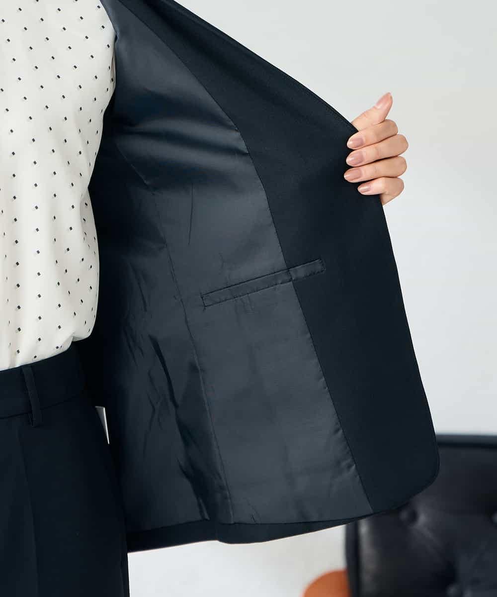 KBDLB11129 a.v.v(アー・ヴェ・ヴェ) 【洗える/イージーケア/ストレッチ】パウダーツイルVネックジャケット ネイビー