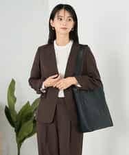 KBDLB11129 a.v.v(アー・ヴェ・ヴェ) 【洗える/イージーケア/ストレッチ】パウダーツイルVネックジャケット ブラウン