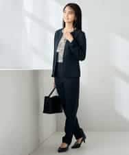 KBDLB12129 a.v.v(アー・ヴェ・ヴェ) 【洗える/イージーケア/ストレッチ】パウダーツイルキーネックジャケット ネイビー