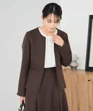 KBDLB12129 a.v.v(アー・ヴェ・ヴェ) 【洗える/イージーケア/ストレッチ】パウダーツイルキーネックジャケット ネイビー