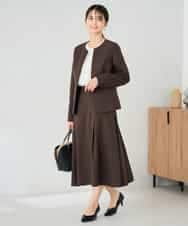 KBDLB12129 a.v.v(アー・ヴェ・ヴェ) 【洗える/イージーケア/ストレッチ】パウダーツイルキーネックジャケット ネイビー