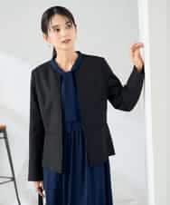 KBDLB12129 a.v.v(アー・ヴェ・ヴェ) 【洗える/イージーケア/ストレッチ】パウダーツイルキーネックジャケット ネイビー