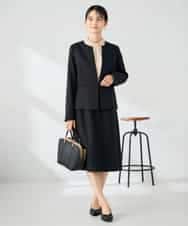 KBDLB12129 a.v.v(アー・ヴェ・ヴェ) 【洗える/イージーケア/ストレッチ】パウダーツイルキーネックジャケット ネイビー