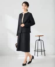 KBDLB12129 a.v.v(アー・ヴェ・ヴェ) 【洗える/イージーケア/ストレッチ】パウダーツイルキーネックジャケット ネイビー