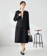 KBDLB12129 a.v.v(アー・ヴェ・ヴェ) 【洗える/イージーケア/ストレッチ】パウダーツイルキーネックジャケット ネイビー