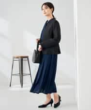 KBDLB12129 a.v.v(アー・ヴェ・ヴェ) 【洗える/イージーケア/ストレッチ】パウダーツイルキーネックジャケット ネイビー