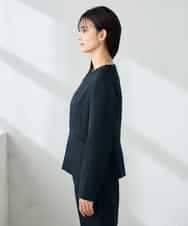 KBDLB12129 a.v.v(アー・ヴェ・ヴェ) 【洗える/イージーケア/ストレッチ】パウダーツイルキーネックジャケット ネイビー