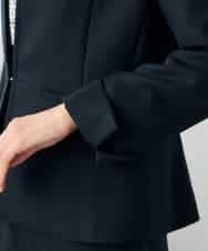 KBDLB12129 a.v.v(アー・ヴェ・ヴェ) 【洗える/イージーケア/ストレッチ】パウダーツイルキーネックジャケット ネイビー