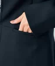 KBDLB12129 a.v.v(アー・ヴェ・ヴェ) 【洗える/イージーケア/ストレッチ】パウダーツイルキーネックジャケット ネイビー