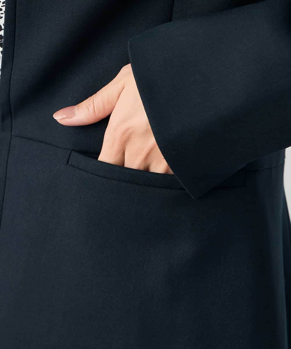 KBDLB12129 a.v.v(アー・ヴェ・ヴェ) 【洗える/イージーケア/ストレッチ】パウダーツイルキーネックジャケット ネイビー