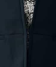 KBDLB12129 a.v.v(アー・ヴェ・ヴェ) 【洗える/イージーケア/ストレッチ】パウダーツイルキーネックジャケット ネイビー