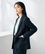 KBDLB13129 a.v.v(アー・ヴェ・ヴェ) 【洗える/イージーケア/ストレッチ】パウダーツイルテーラードジャケット ネイビー