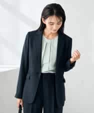 KBDLB13129 a.v.v(アー・ヴェ・ヴェ) 【洗える/イージーケア/ストレッチ】パウダーツイルテーラードジャケット ネイビー