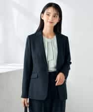 KBDLB13129 a.v.v(アー・ヴェ・ヴェ) 【洗える/イージーケア/ストレッチ】パウダーツイルテーラードジャケット ネイビー