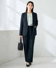 KBDLB13129 a.v.v(アー・ヴェ・ヴェ) 【洗える/イージーケア/ストレッチ】パウダーツイルテーラードジャケット ネイビー