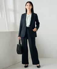 KBDLB13129 a.v.v(アー・ヴェ・ヴェ) 【洗える/イージーケア/ストレッチ】パウダーツイルテーラードジャケット ネイビー