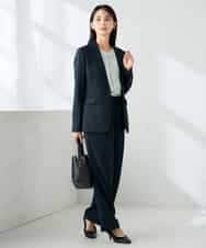 KBDLB13129 a.v.v(アー・ヴェ・ヴェ) 【洗える/イージーケア/ストレッチ】パウダーツイルテーラードジャケット ネイビー