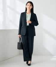 KBDLB13129 a.v.v(アー・ヴェ・ヴェ) 【洗える/イージーケア/ストレッチ】パウダーツイルテーラードジャケット ネイビー