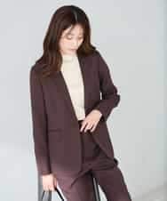 KBDLB13129 a.v.v(アー・ヴェ・ヴェ) 【洗える/イージーケア/ストレッチ】パウダーツイルテーラードジャケット ネイビー