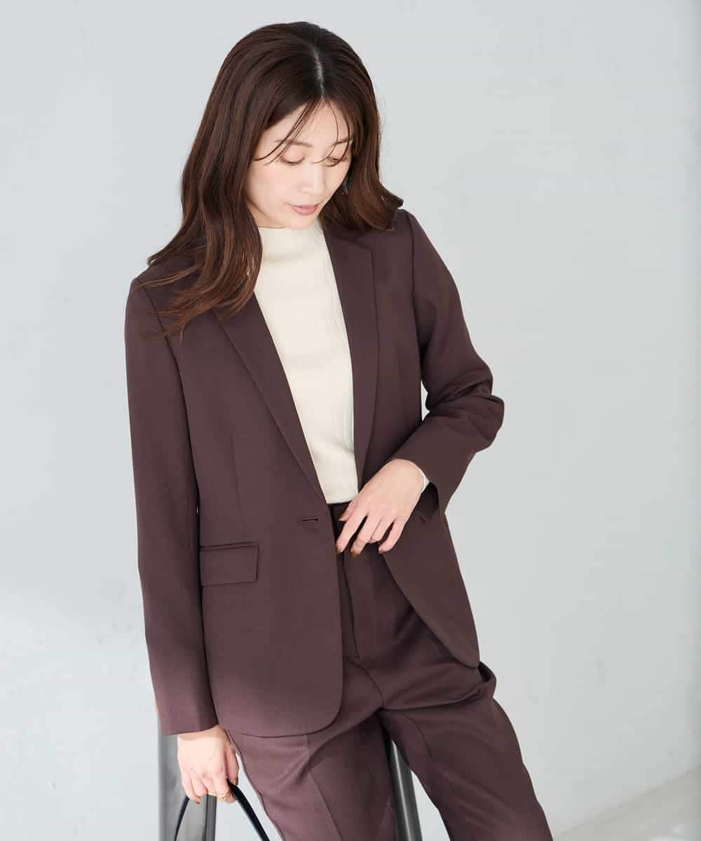 KBDLB13129 a.v.v(アー・ヴェ・ヴェ) 【洗える/イージーケア/ストレッチ】パウダーツイルテーラードジャケット ネイビー