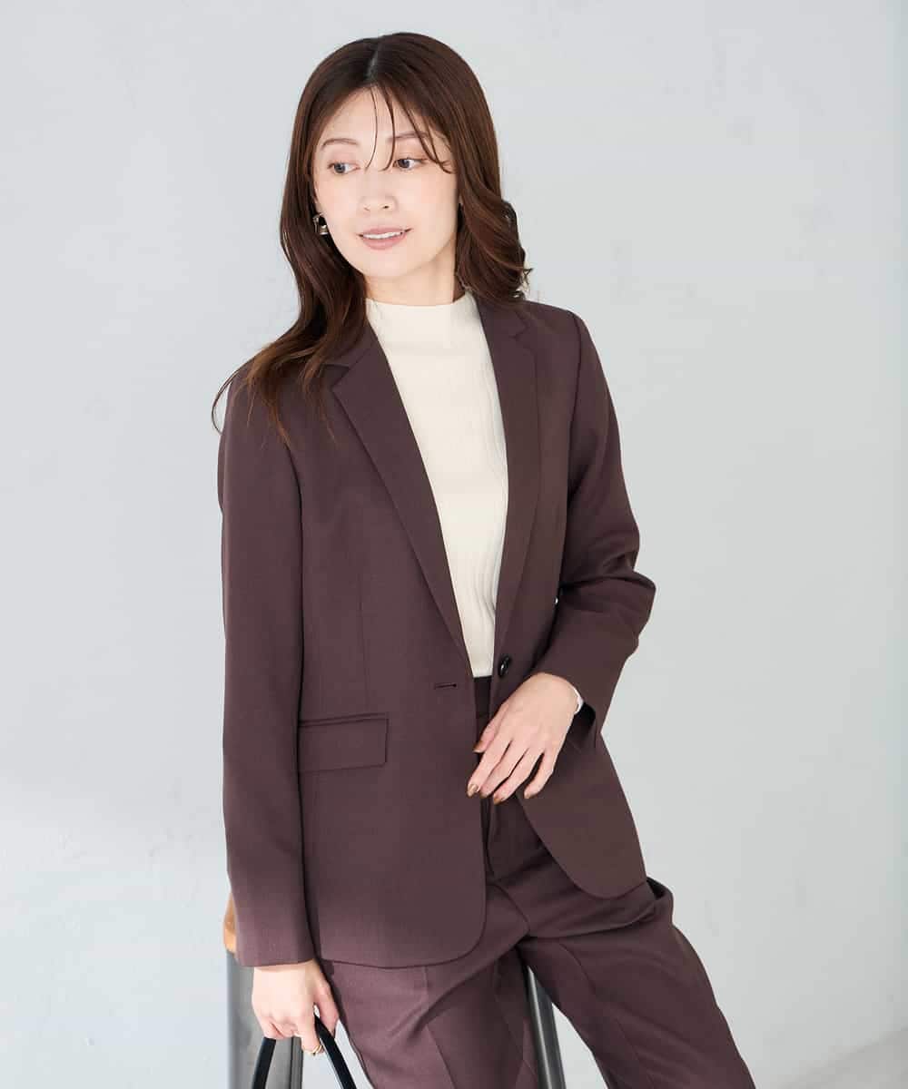 KBDLB13129 a.v.v(アー・ヴェ・ヴェ) 【洗える/イージーケア/ストレッチ】パウダーツイルテーラードジャケット ネイビー