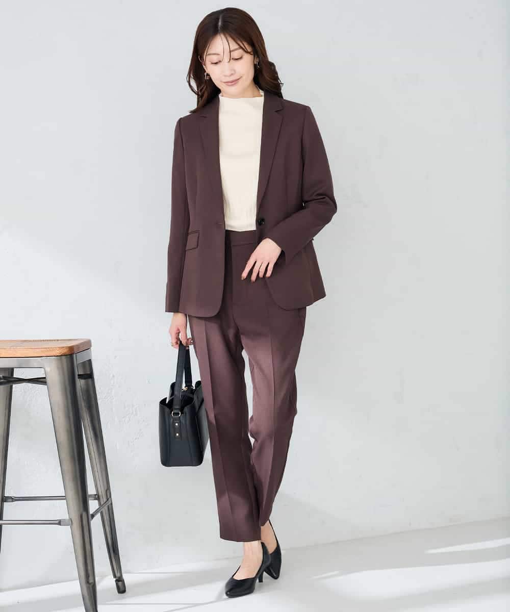 KBDLB13129 a.v.v(アー・ヴェ・ヴェ) 【洗える/イージーケア/ストレッチ】パウダーツイルテーラードジャケット ネイビー