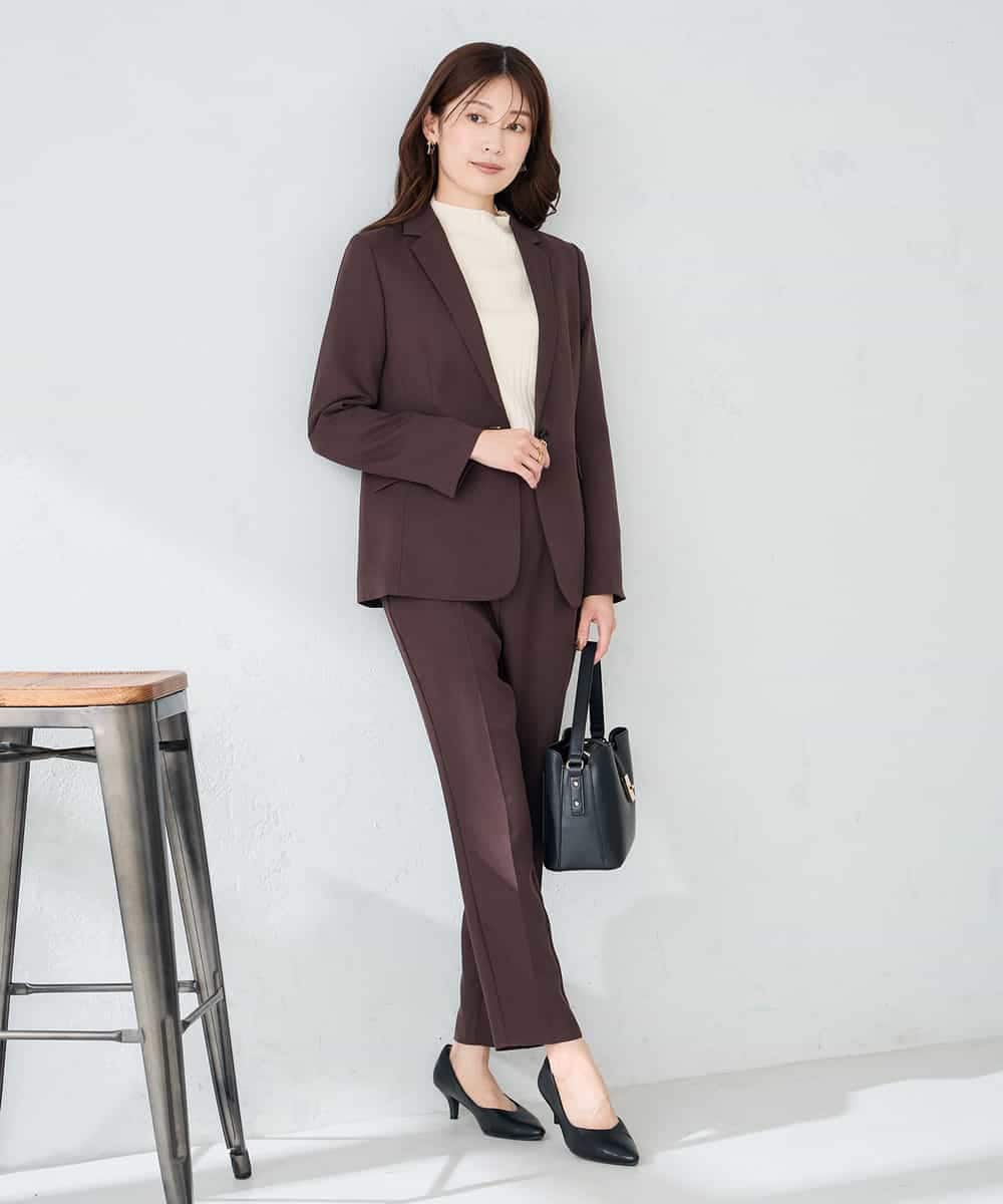 KBDLB13129 a.v.v(アー・ヴェ・ヴェ) 【洗える/イージーケア/ストレッチ】パウダーツイルテーラードジャケット ネイビー