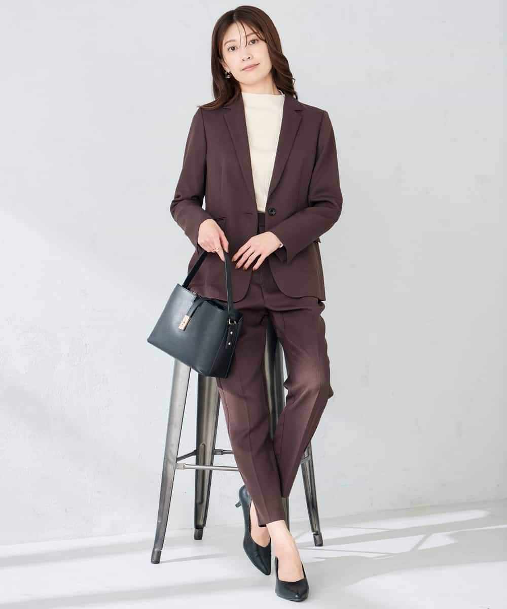 KBDLB13129 a.v.v(アー・ヴェ・ヴェ) 【洗える/イージーケア/ストレッチ】パウダーツイルテーラードジャケット ネイビー