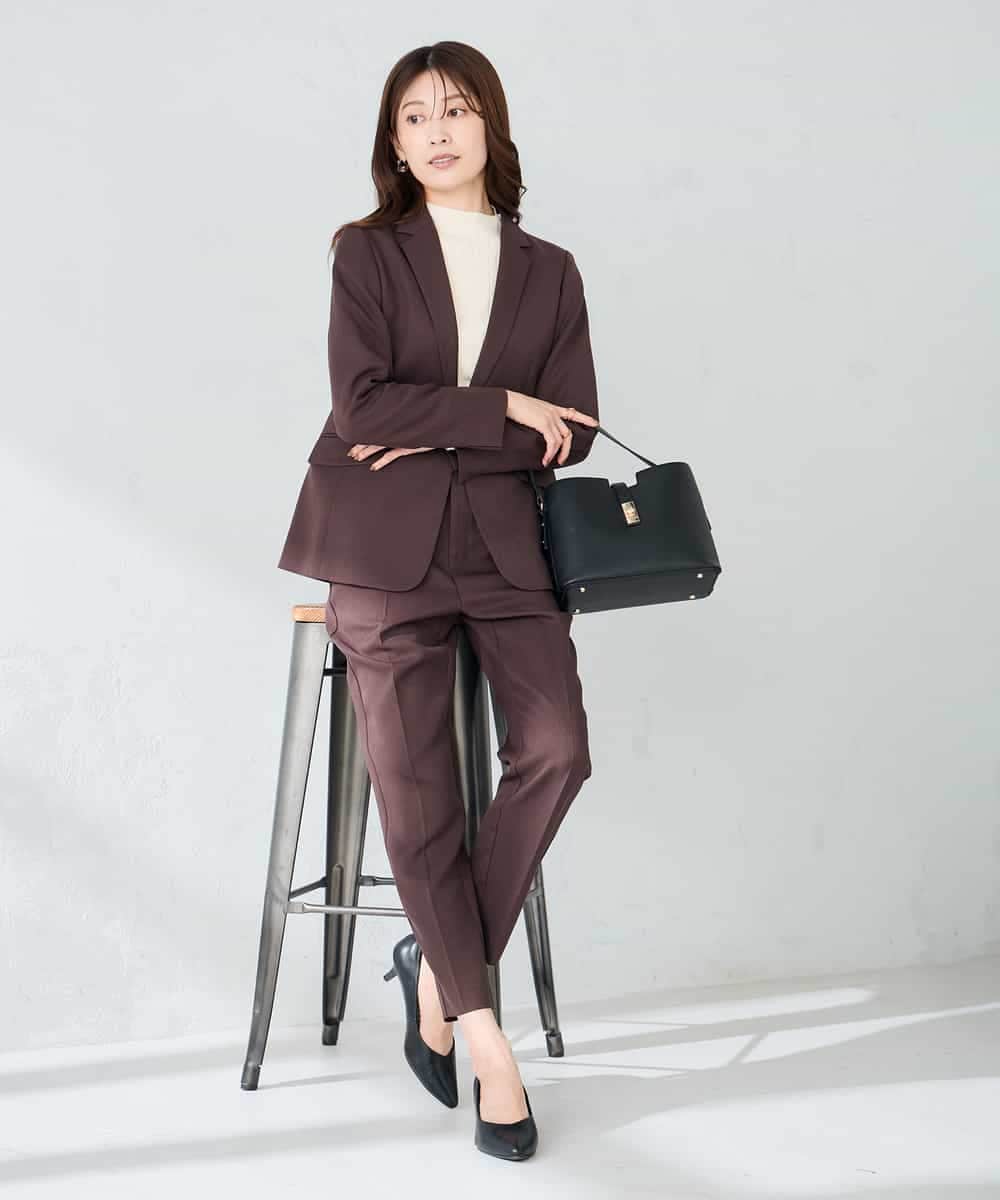 KBDLB13129 a.v.v(アー・ヴェ・ヴェ) 【洗える/イージーケア/ストレッチ】パウダーツイルテーラードジャケット ネイビー