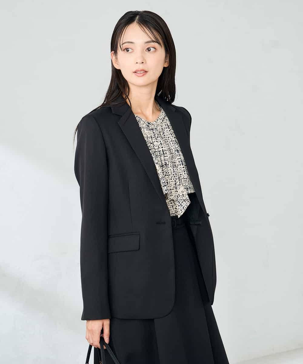 KBDLB13129 a.v.v(アー・ヴェ・ヴェ) 【洗える/イージーケア/ストレッチ】パウダーツイルテーラードジャケット ネイビー