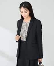 KBDLB13129 a.v.v(アー・ヴェ・ヴェ) 【洗える/イージーケア/ストレッチ】パウダーツイルテーラードジャケット ネイビー