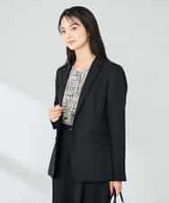 KBDLB13129 a.v.v(アー・ヴェ・ヴェ) 【洗える/イージーケア/ストレッチ】パウダーツイルテーラードジャケット ネイビー