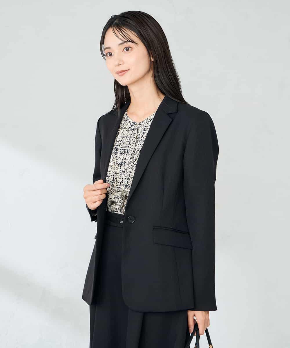 KBDLB13129 a.v.v(アー・ヴェ・ヴェ) 【洗える/イージーケア/ストレッチ】パウダーツイルテーラードジャケット ネイビー