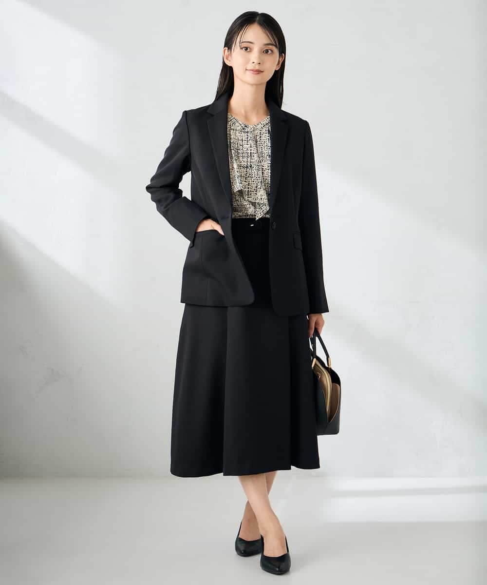 KBDLB13129 a.v.v(アー・ヴェ・ヴェ) 【洗える/イージーケア/ストレッチ】パウダーツイルテーラードジャケット ネイビー