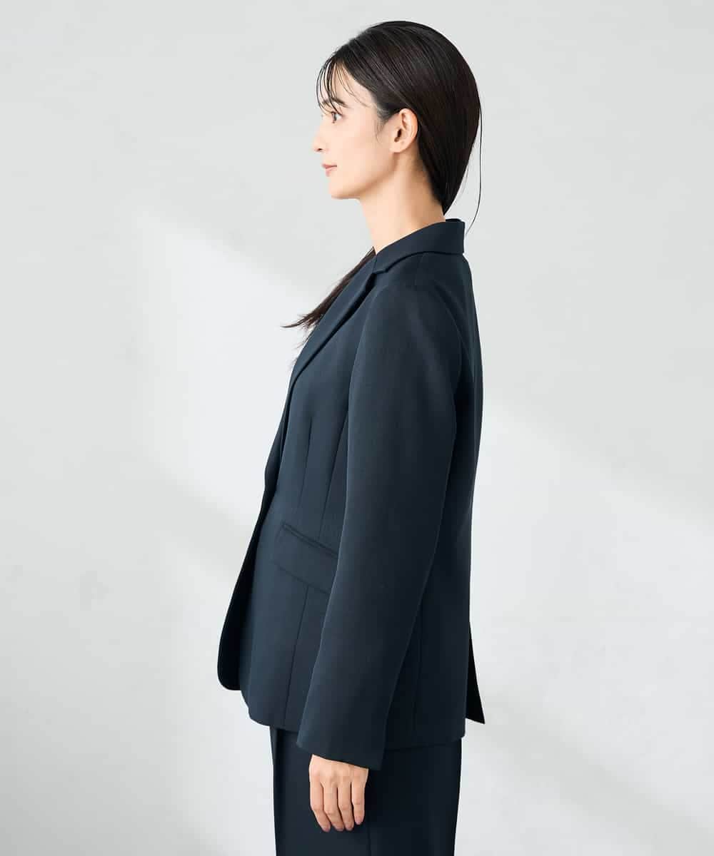 KBDLB13129 a.v.v(アー・ヴェ・ヴェ) 【洗える/イージーケア/ストレッチ】パウダーツイルテーラードジャケット ネイビー