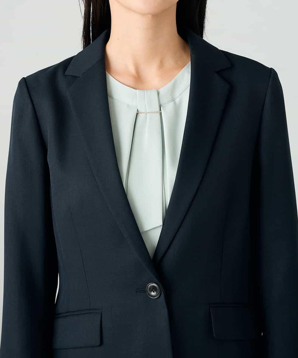 KBDLB13129 a.v.v(アー・ヴェ・ヴェ) 【洗える/イージーケア/ストレッチ】パウダーツイルテーラードジャケット ネイビー