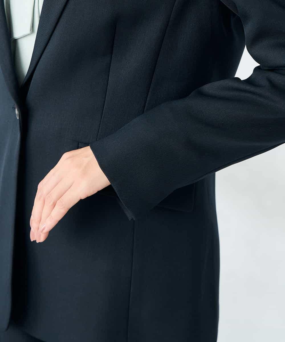 KBDLB13129 a.v.v(アー・ヴェ・ヴェ) 【洗える/イージーケア/ストレッチ】パウダーツイルテーラードジャケット ネイビー