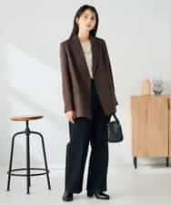 KBDLB14129 a.v.v(アー・ヴェ・ヴェ) 【洗える/イージーケア/ストレッチ】パウダーツイルダブルブレストジャケット ブラウン