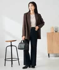 KBDLB14129 a.v.v(アー・ヴェ・ヴェ) 【洗える/イージーケア/ストレッチ】パウダーツイルダブルブレストジャケット ブラウン