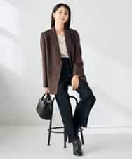 KBDLB14129 a.v.v(アー・ヴェ・ヴェ) 【洗える/イージーケア/ストレッチ】パウダーツイルダブルブレストジャケット ブラウン