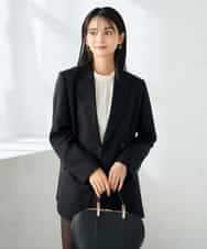 KBDLB14129 a.v.v(アー・ヴェ・ヴェ) 【洗える/イージーケア/ストレッチ】パウダーツイルダブルブレストジャケット ブラウン