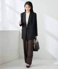 KBDLB14129 a.v.v(アー・ヴェ・ヴェ) 【洗える/イージーケア/ストレッチ】パウダーツイルダブルブレストジャケット ブラウン