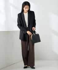 KBDLB14129 a.v.v(アー・ヴェ・ヴェ) 【洗える/イージーケア/ストレッチ】パウダーツイルダブルブレストジャケット ブラウン