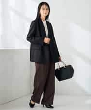 KBDLB14129 a.v.v(アー・ヴェ・ヴェ) 【洗える/イージーケア/ストレッチ】パウダーツイルダブルブレストジャケット ブラウン