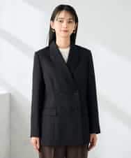 KBDLB14129 a.v.v(アー・ヴェ・ヴェ) 【洗える/イージーケア/ストレッチ】パウダーツイルダブルブレストジャケット ブラウン