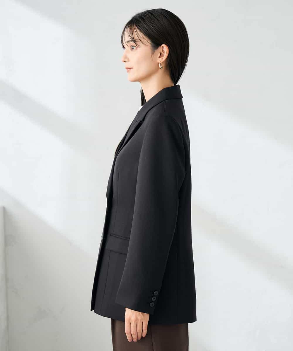 KBDLB14129 a.v.v(アー・ヴェ・ヴェ) 【洗える/イージーケア/ストレッチ】パウダーツイルダブルブレストジャケット ブラウン